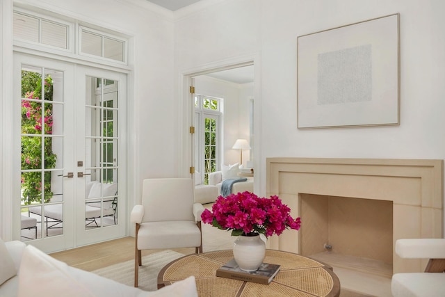205 Gray St, West Palm Beach, FL 33405 - living room featuring plenty of natural light, french doors, crown molding, and wood finished floors