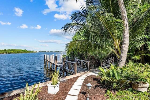 view of dock featuring a water view