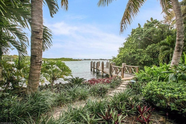 dock area featuring a water view