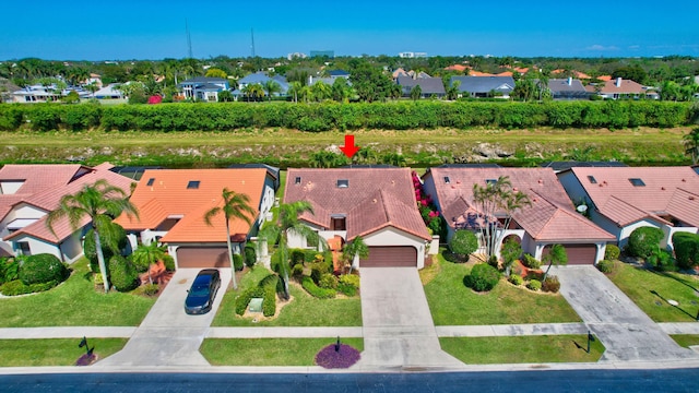 drone / aerial view with a residential view