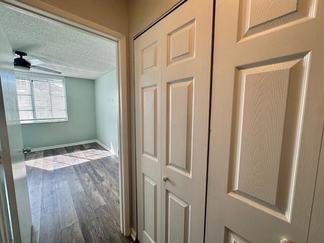 7896 Sonoma Springs Cir Unit 204, Lake Worth, FL 33463 - corridor with a textured ceiling, baseboards, and wood finished floors