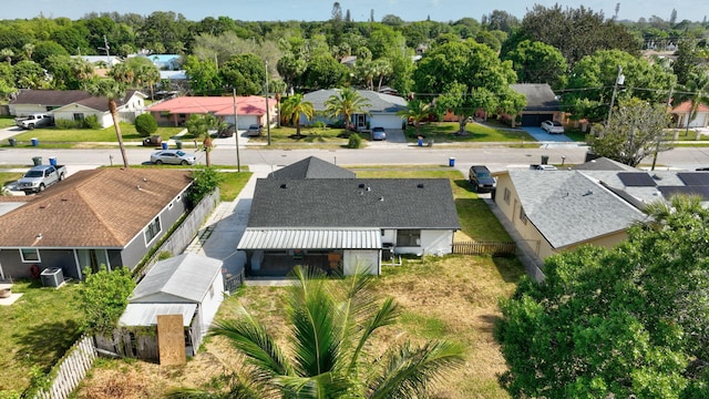 birds eye view of property with a residential view