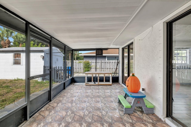 view of unfurnished sunroom