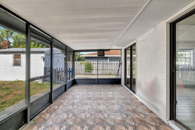 view of unfurnished sunroom