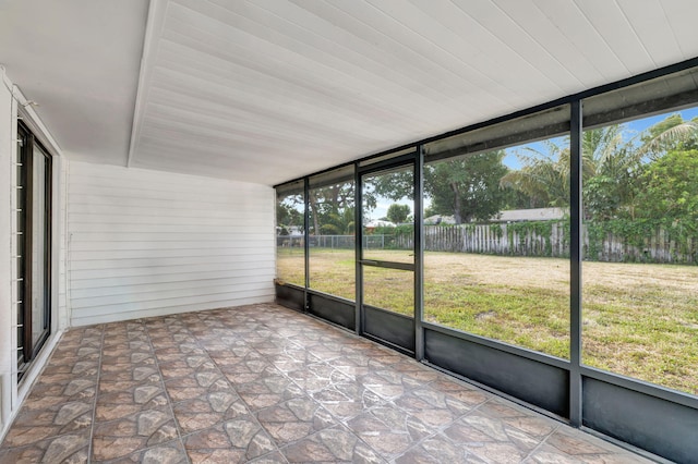 view of unfurnished sunroom