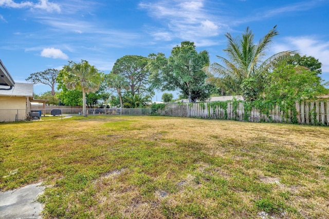 view of yard featuring a fenced backyard