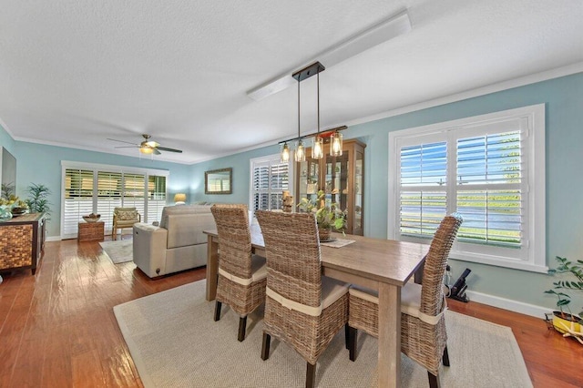 dining room featuring wood finished floors and ornamental molding