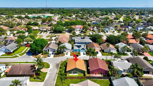 aerial view featuring a residential view