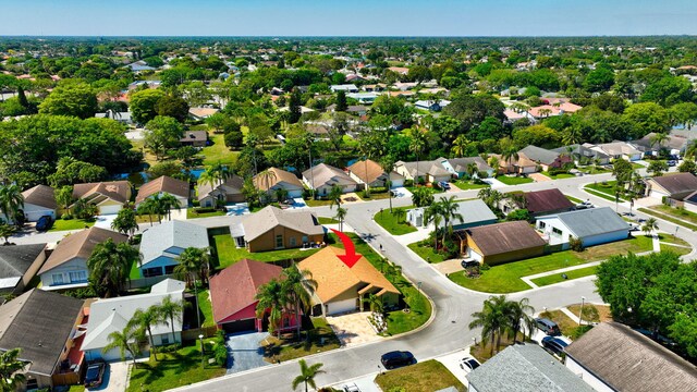 aerial view with a residential view