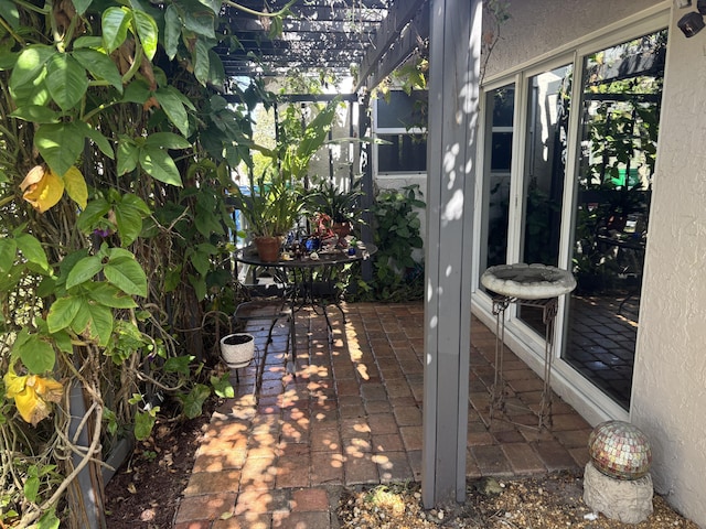 view of patio / terrace featuring a pergola