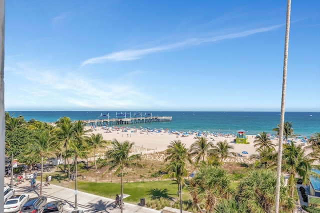 property view of water with a beach view