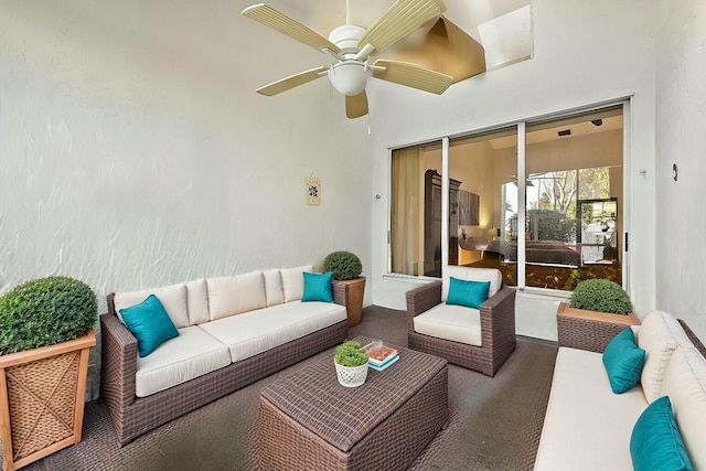 view of patio / terrace featuring an outdoor hangout area and ceiling fan