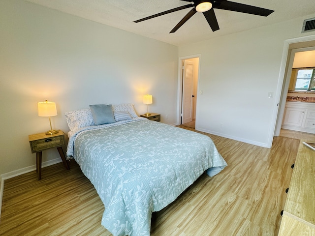 230 Normandy Ln E, Delray Beach, FL 33484 - bedroom featuring light wood-style floors, baseboards, and ceiling fan