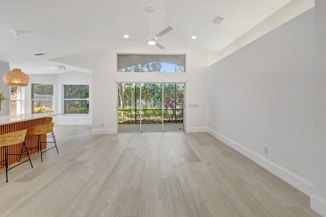 11287 Vivero Ave, Boynton Beach, FL 33437 - living room with plenty of natural light, visible vents, light wood-type flooring, and ceiling fan