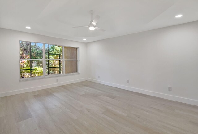 11287 Vivero Ave, Boynton Beach, FL 33437 - empty room with recessed lighting, light wood-type flooring, baseboards, and ceiling fan