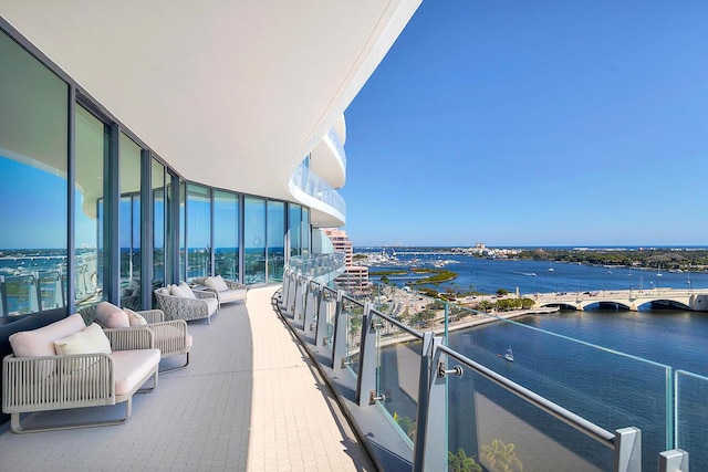 balcony with a water view