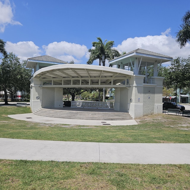 view of community featuring a lawn