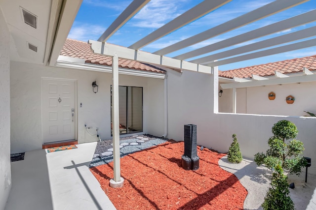 exterior space featuring a pergola