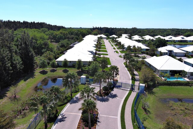 bird's eye view featuring a forest view