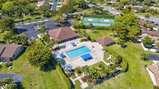 drone / aerial view featuring a residential view