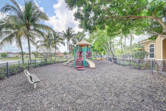 community play area featuring fence