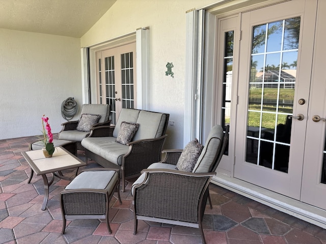 view of patio / terrace featuring french doors and an outdoor hangout area