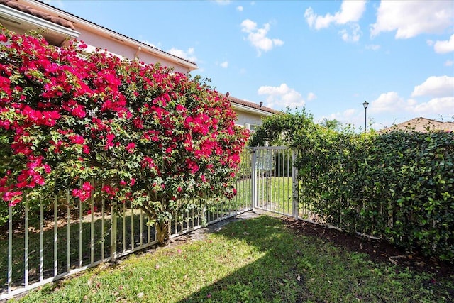 view of yard with a gate and fence