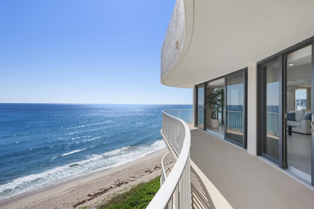 property view of water with a beach view