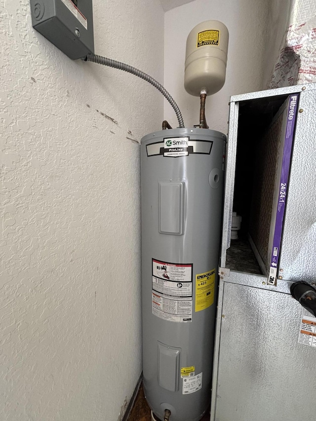 utility room with electric water heater