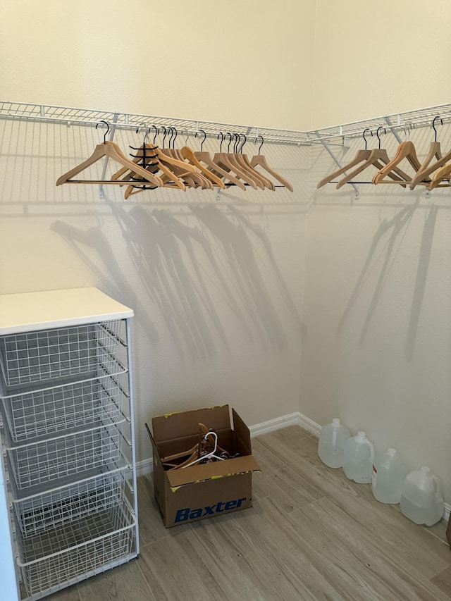 walk in closet featuring wood finished floors