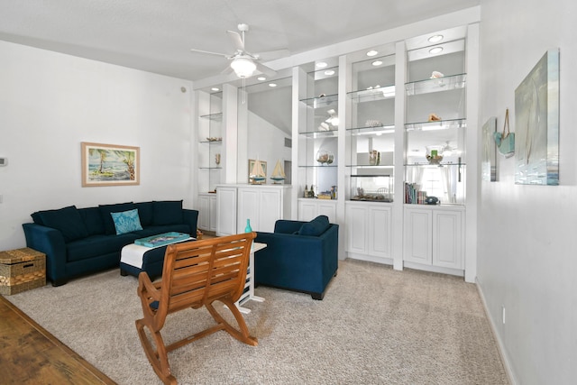 2853 White Trout Ln, West Palm Beach, FL 33411 - living room with ceiling fan, recessed lighting, carpet, and baseboards