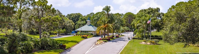 view of property's community featuring a lawn