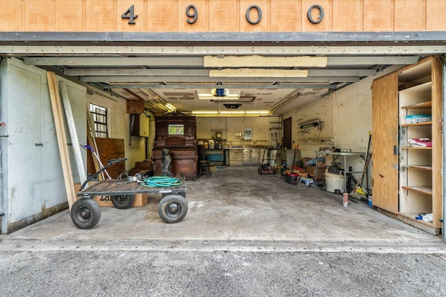 garage with a garage door opener