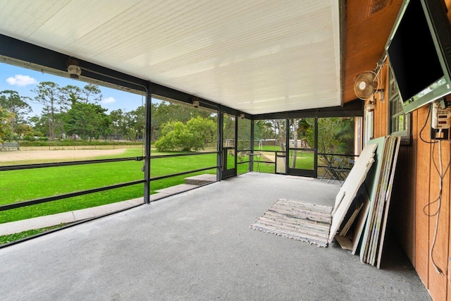 view of unfurnished sunroom