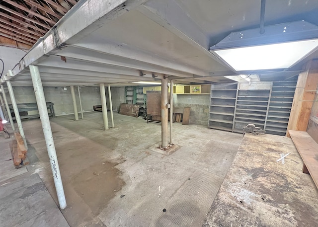 view of unfinished basement