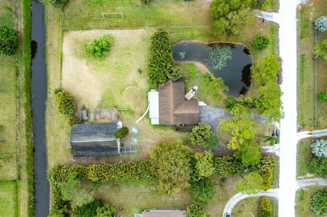 bird's eye view featuring a water view