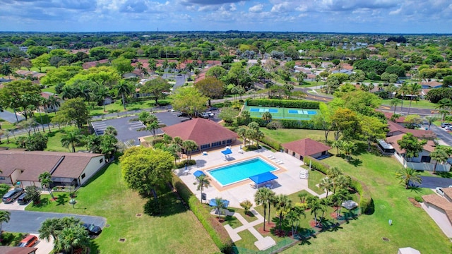 aerial view with a residential view