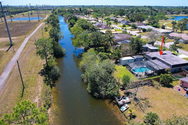 bird's eye view featuring a water view