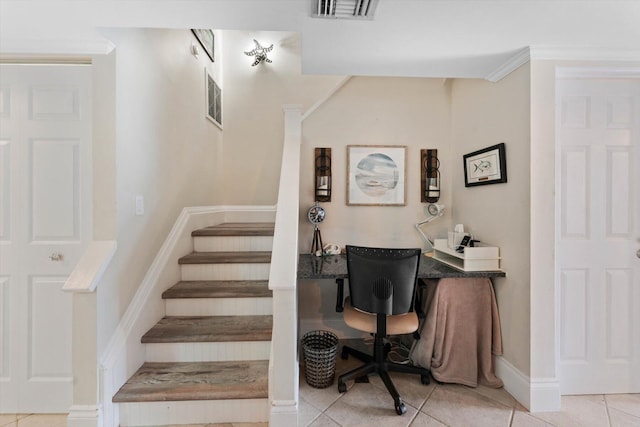 700 NE 20th Ln, Boynton Beach, FL 33435 - stairway featuring tile patterned flooring, visible vents, and baseboards