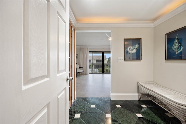 700 NE 20th Ln, Boynton Beach, FL 33435 - corridor featuring crown molding and baseboards