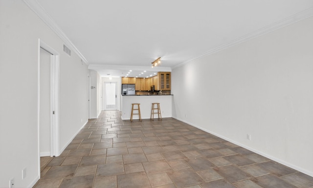 3101 S Ocean Blvd Unit 1002, Highland Beach, FL 33487 - unfurnished living room featuring ornamental molding and baseboards