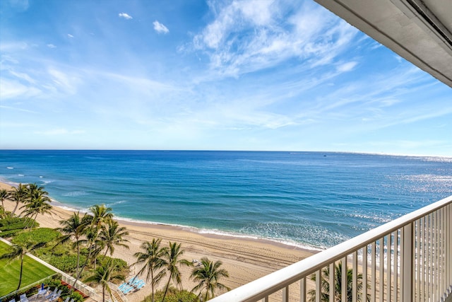 property view of water featuring a view of the beach