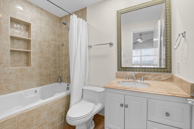 3101 S Ocean Blvd Unit 1002, Highland Beach, FL 33487 - full bathroom featuring tiled shower / bath, vanity, and toilet
