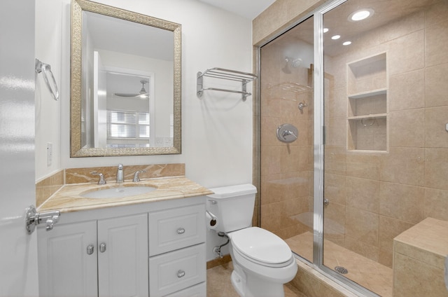 3101 S Ocean Blvd Unit 1002, Highland Beach, FL 33487 - bathroom with a shower stall, toilet, and vanity