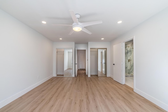 unfurnished bedroom featuring recessed lighting and baseboards