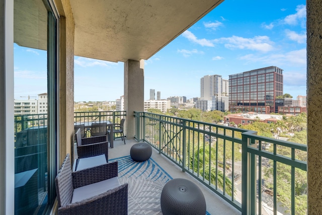 balcony with a view of city