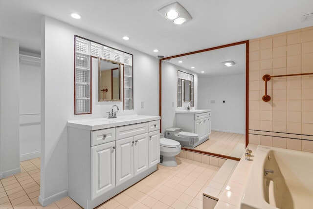 2000 S Ocean Blvd Unit 301, Delray Beach, FL 33483 - full bath featuring tile patterned flooring, recessed lighting, two vanities, and a sink