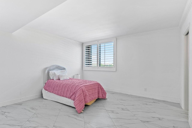 2000 S Ocean Blvd Unit 301, Delray Beach, FL 33483 - bedroom featuring baseboards, marble finish floor, and ornamental molding