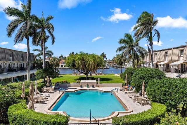2000 S Ocean Blvd Unit 301, Delray Beach, FL 33483 - community pool with a patio, a water view, and a residential view