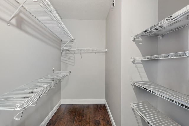 walk in closet featuring wood finished floors